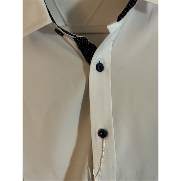 Mens White Performance Super Shirt Four Way‎ Stretch Wrinkle Resistant Large - Picture 5 of 9